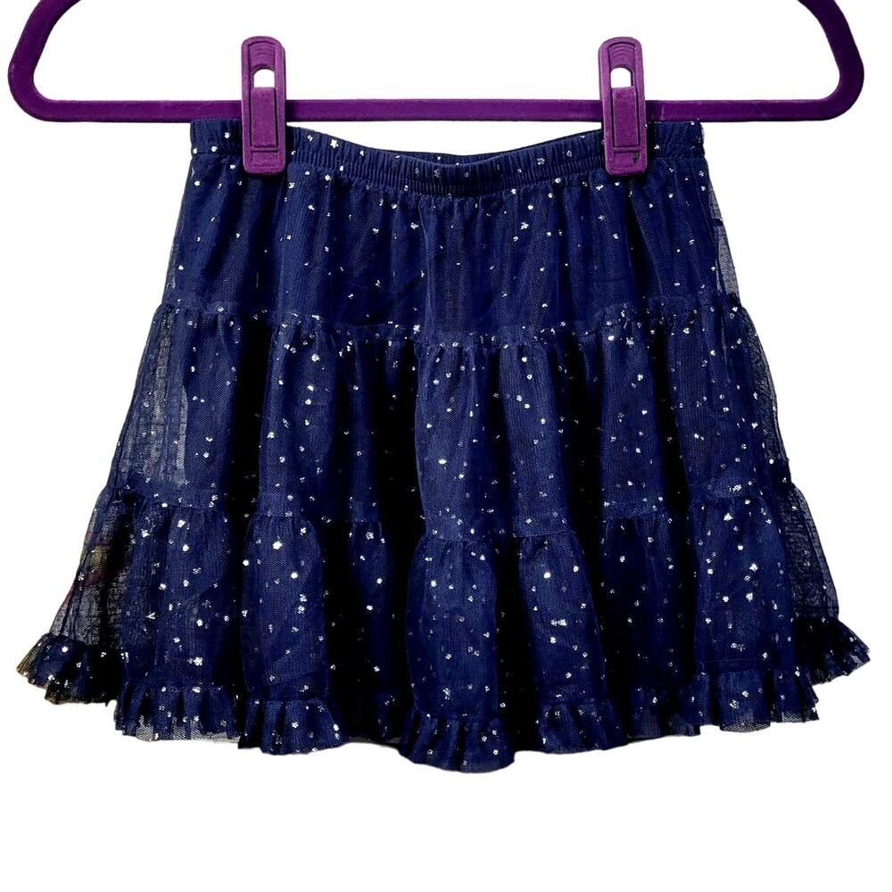 Blue Multi-layered Tulle Skirt with Silver Stars Girl's Size M‎